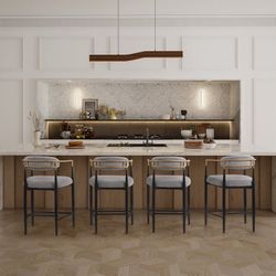 4pcs 25.8" Counter Stool, Modern Sleek Bar Chair, Bar Stools Grey Color 