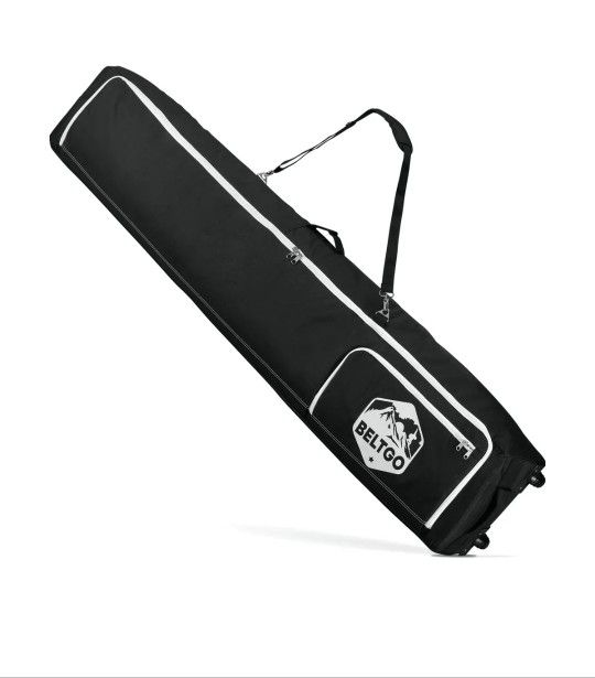 BeltGo Rolling Ski/Snowboard Bag With Wheels For Air Travel - Holds 2 Pairs Of Skis 190cm

