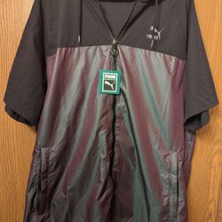 PUMA - Mens Colorblock Iridescent SS Top Black XL Full Zip Retro. New With Tags.