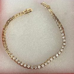 Pulsera Gold Filled Piedras Zircon Joyería Antigua 