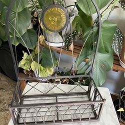 Large Metal Glass Sun Wall Plant Stand   