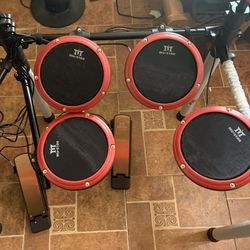MUSTAR Electronic Drum Set, 4 Pads, 3 Cymbals and Drum Stool