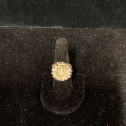 Yellow Gold 14 Karat Peso Coin Ring