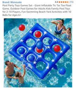 Pool Party Toys Games Set - Giant Inflatable Tic Tac Toe Float Game, Outdoor Pool Games for Adults Kids Family Pool Toys for 2-10 Players, Fun Swimmin