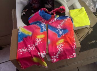 retro 1980s neon-style workout and roller-skating costume set
