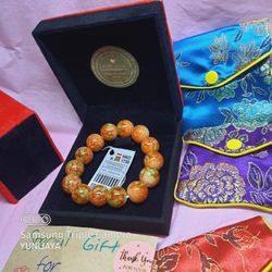 Multicolor Granite Style Lucky Charm Round Beads Charms Bracelet