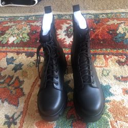 LIGHTWEIGHT SODA TUNDRA ~ Women Lug Sole Lace up Fashion Combat Ankle Boot w/Side Zipper-10 Or 11