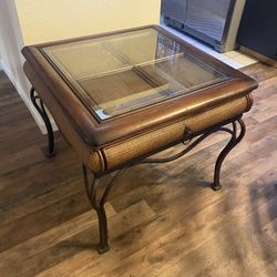 Side Tables W Glass Top And Drawer