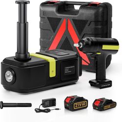 E-HEELP Cordless Electric Hydraulic Car Jack Kit 5 ton with Lithium Battery Includes Cordless Impact Wrench Rechargeable Touchscreen Jack All-in-One P