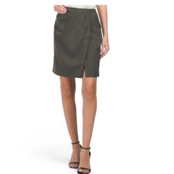Theory Army Green Wool Blend Short Pencil Skirt with Pockets Size 0