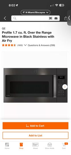 GE Profile 1.7 cu. ft. Over the Range Microwave in Black Stainless with Air Fry