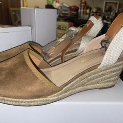 Ankle Strap Closed Toe Wedge Heels Sandals 