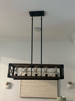 5-Light Rectangular Farmhouse Pendant Chandelier