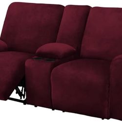 ULTICOR 8-Piece Velvet Stretch Loveseat Recliner Slipcover Set 