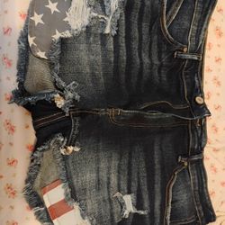 Women's American Flag Denim Shorts