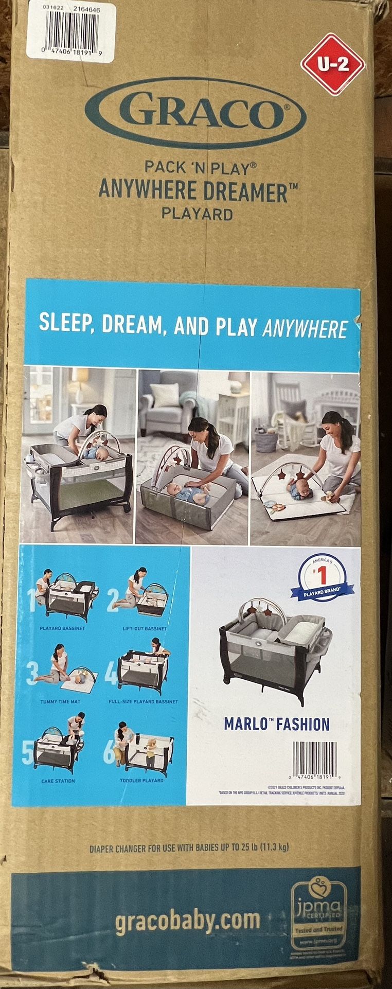 Graco Pack n Play Anywhere Dreamer Playard Blue Marlo, Unisex