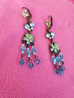 Vintage Clip On Blue Earrings 