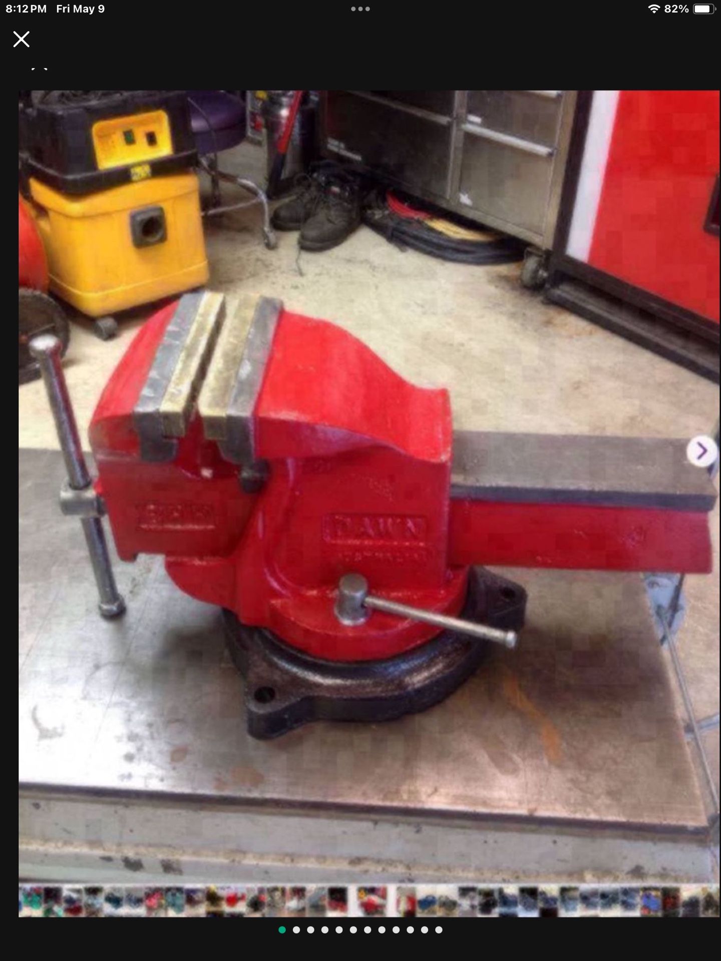 Dawn 200  Engineers Vise / 8 Inch Jaws / Swivel Base / Opens 9 Inches / 165 Pounds / Made And Sold In Australia  For Over $2000