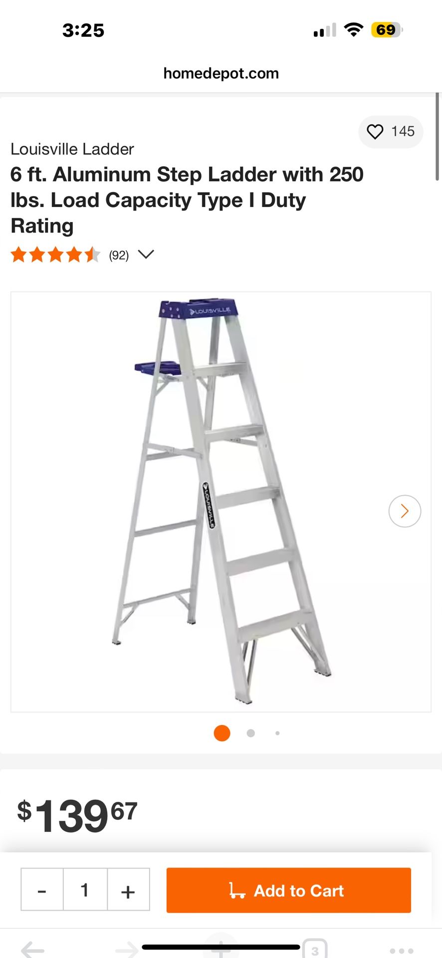 Louisville 6 Ft Aluminum Ladder 