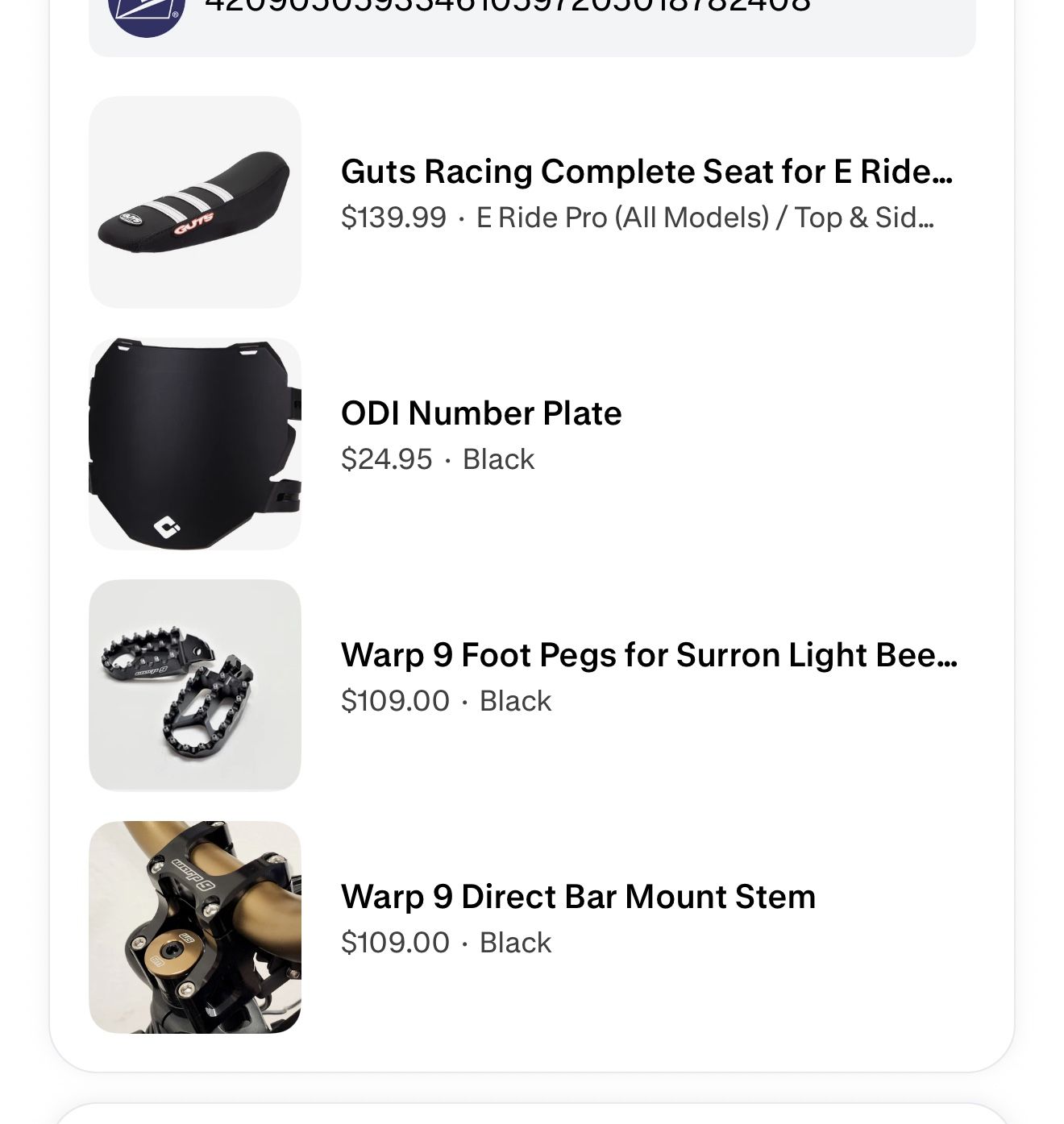 NEW Sur-Ron Parts Bundle (Warp 9, ODI) + NEW E-Ride Pro Seat Cover — Priced LOW