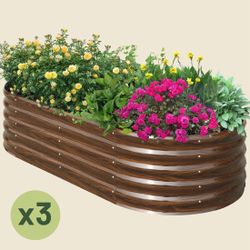 New-3-Pack 17" Tall 8x4 ft Modular Metal Raised Garden Bed