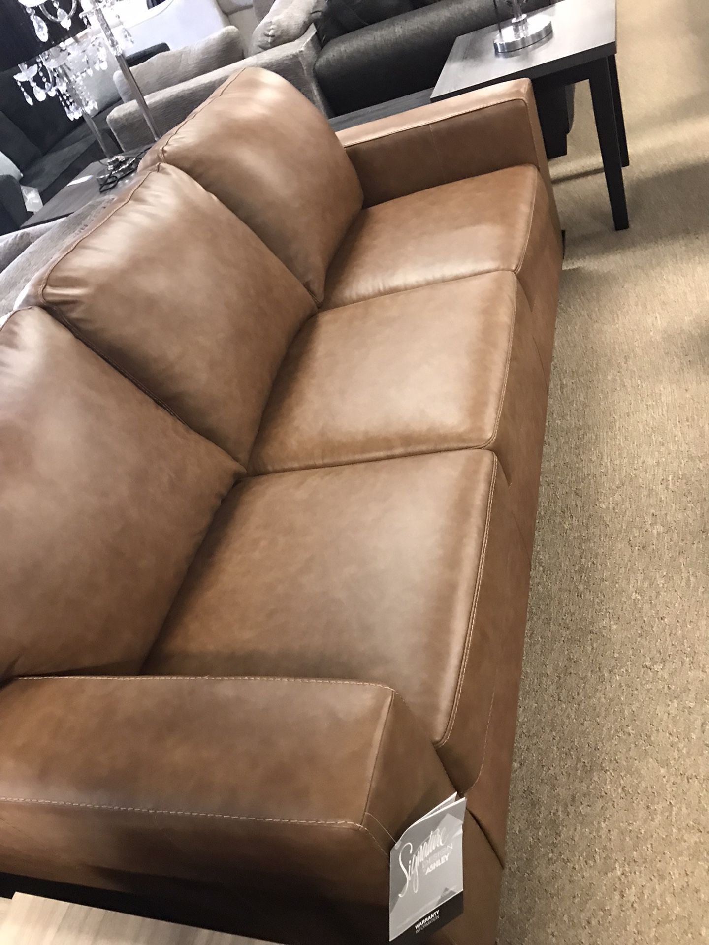 Peanut Butter Stylish Leather Couch!