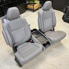 BRAND NEW GRAY LEATHER BUCKET SEATS WITH SEATBELTS AND CONSOLE 