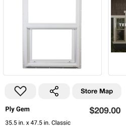 50% OFF - Ply Gem Classic Series 35.5×47.5" Single Hung Vinyl Window w/ Screen