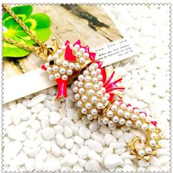 Betsey Johnson- Beautiful! Pearl Seahorse Charm with Free Chain