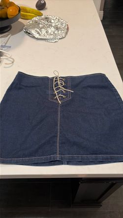 Denim Mini Skirt with Lace-Up Front