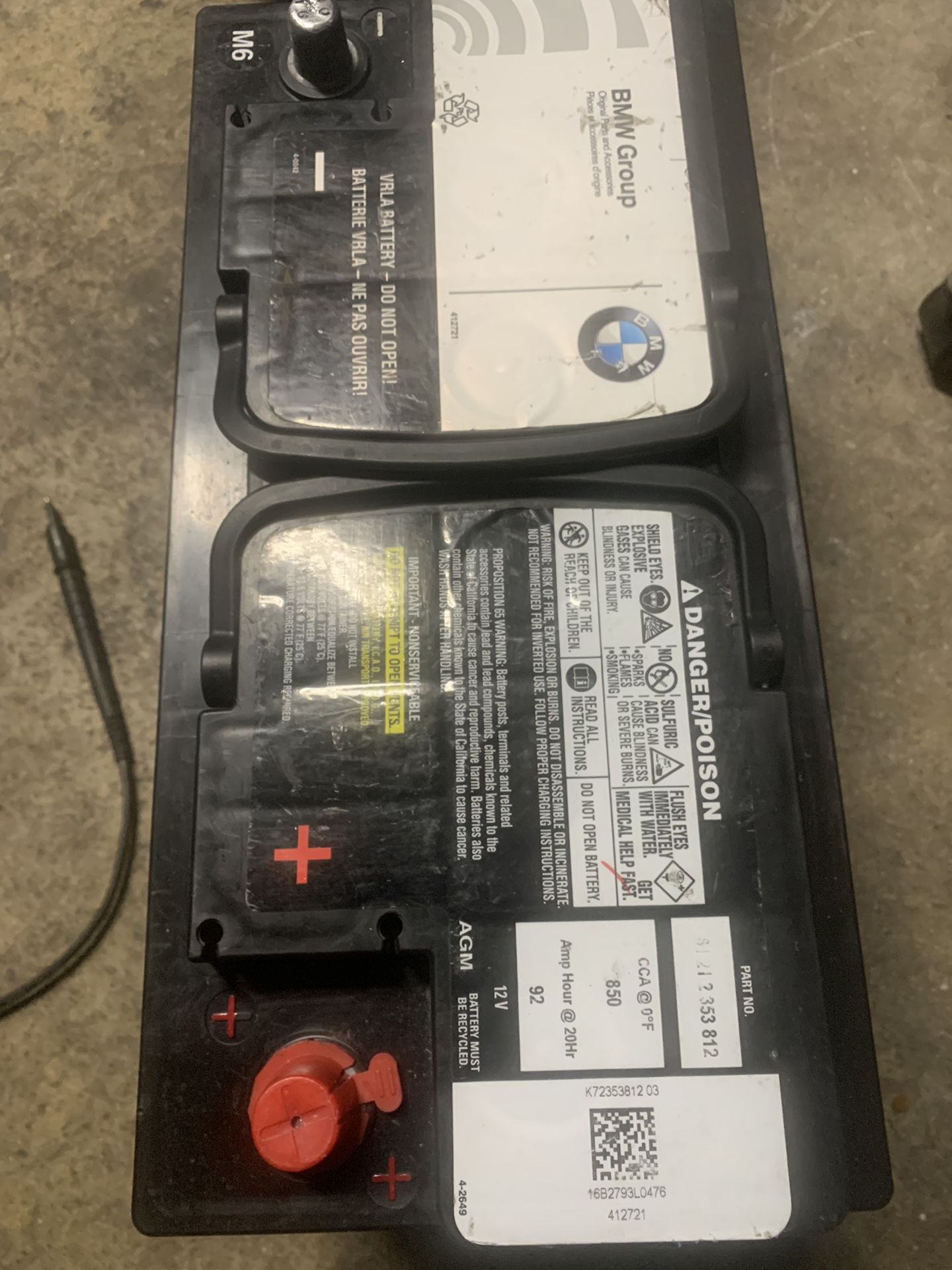 Car Battery AGM 92Ah 850cca Bmw Group H8