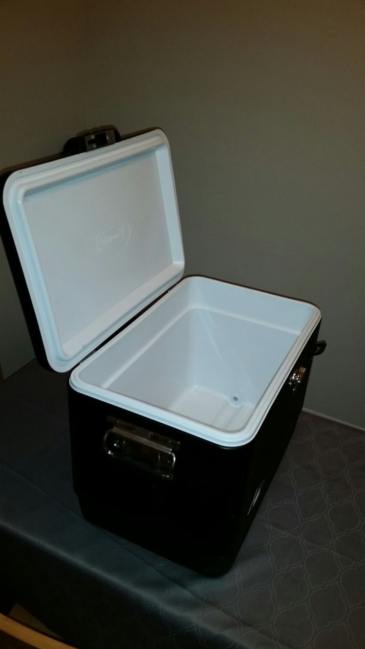 Black Coleman Cooler 54 quart w/Bottle Opener