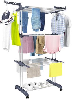 HOMIDEC 4-Tier Clothes Drying Rack Grey
