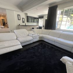 White Leather Recliner Sofa All Electric 