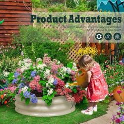 9'' Tall Aluzinc Metal Raised Garden Bed 30'' Round PRACTICAL USE】- The open base design allows for the growth of deep-rooted and shallow-
