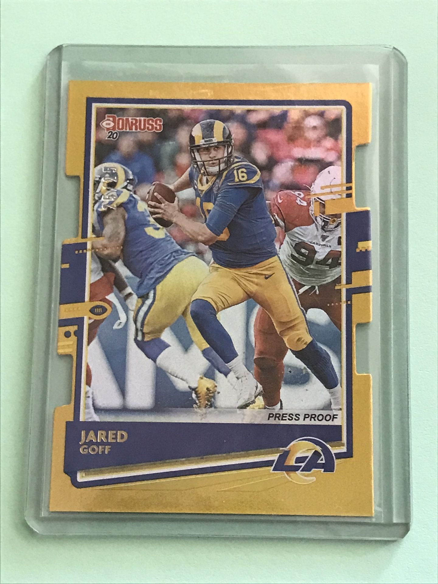 2020 Panini Donruss Jared Goff Press Proof Gold Diecut #/25 SSP Rams Lions NFL