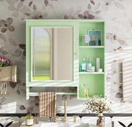 Newly Assembled Wall Mounted Bathroom Storage Cabinet, Modern Medicine Cabinet with Mirror Door