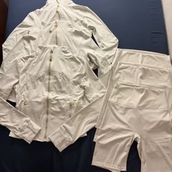 Lululemon Cream Athletic Shorts Sets