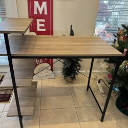 Wood Desk with Shelves 