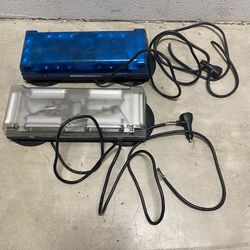 Set Of 2 WHELEN Responder LP Series Light Bars with Magnetic Roof Top Fasteners.  1 BLUE & 1 RED/CLEAR? (See description below)  One of these is Blue 