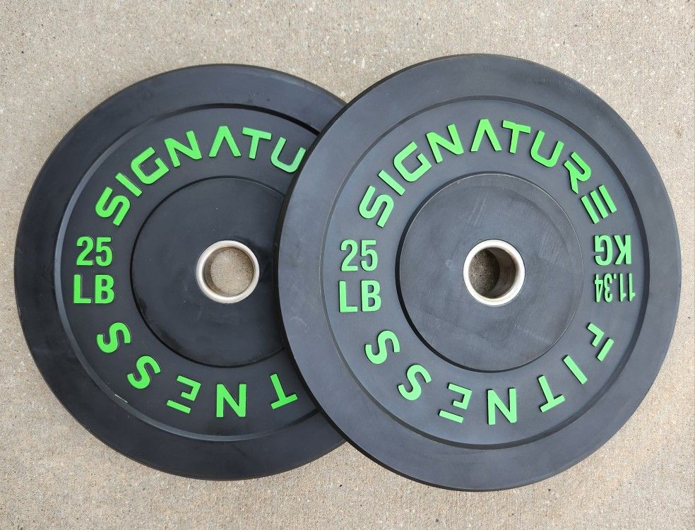 Signature Fitness 25lb 2" Olympic Green Letter Bumper Plate Weights