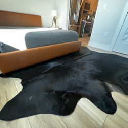 XL Black Brazilian Cowhide Rug (approx. 8’3″ x 7’5″)