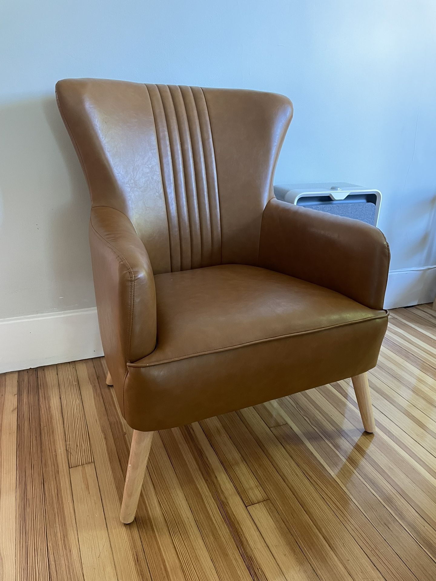 Orange Vegan Leather Accent Chair
