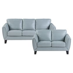 Brand New Aqua Top Rain Leather Sofa + Loveseat 2PCs Set