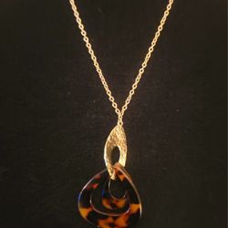 Tortoise Shell Gold Tone Necklace