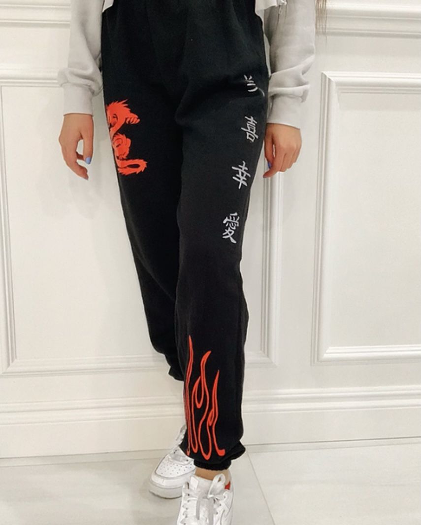 Unisex Dragon Sweatpants With Reflective Symbols