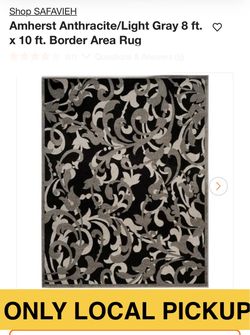 🌒 SAFAVIEH Amherst Anthracite/Light Gray 8 ft. x 10 ft. Border Area Rug 🆕