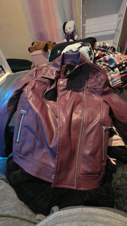 Maroon Faux Leather Jacket