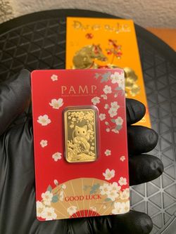 1/2oz Gold Bar - Pamp Suisse Good Luck Cat