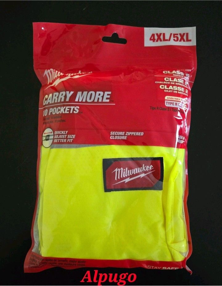 Milwaukee 48-73-5024 Class 2 High Visibility Yellow Safety Vest  4XL/5XL ~NEW~